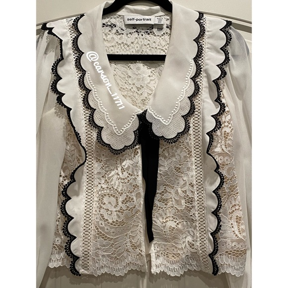 NEW Self Portrait Cord Lace Collar Bow Shirt US2 - Picture 6 of 9